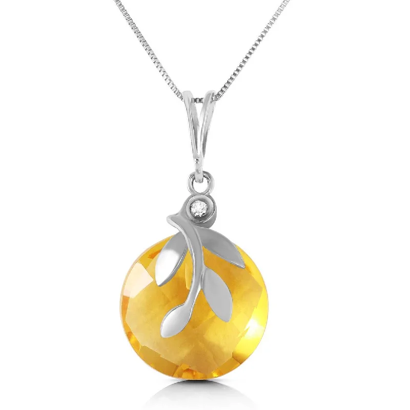 5.32 Carat 14K Solid White Gold Necklace Checkerboard Cut Citrine Diamond