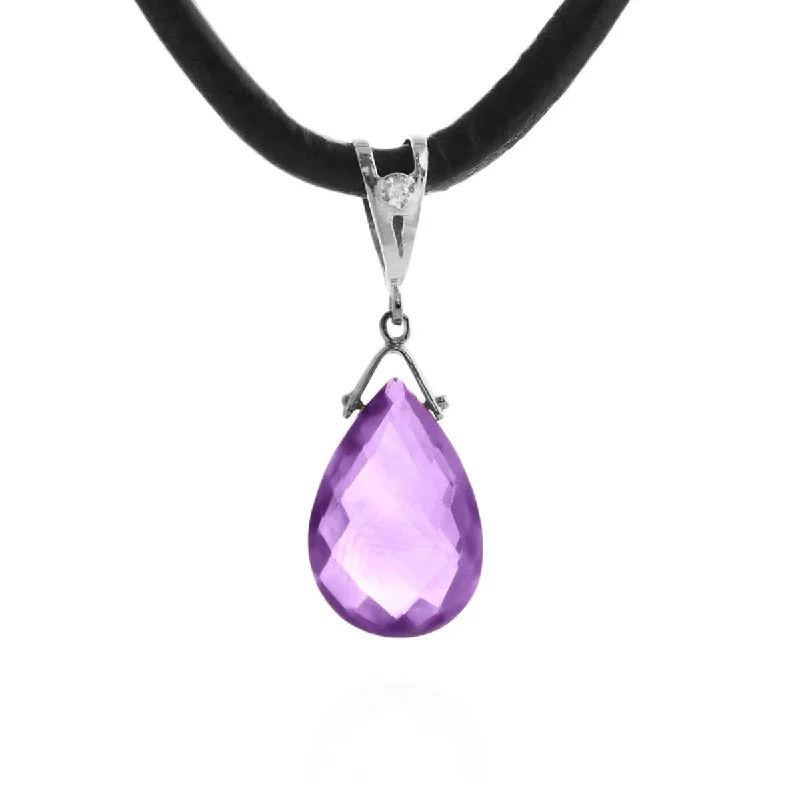 6.51 Carat 14K Solid White Gold Push The Button Amethyst Diamond Necklace