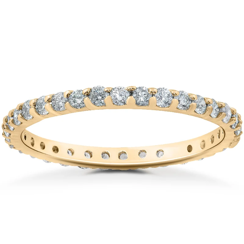 7/8Ct Lab Created Diamond Eternity Wedding Ring 14k White Yellow or Rose Gold