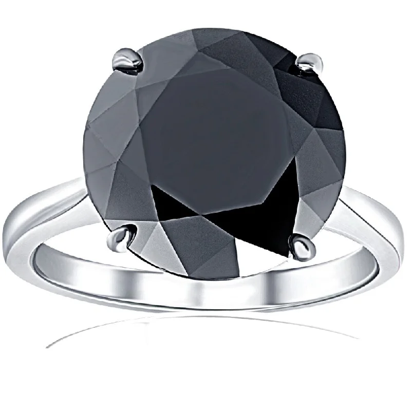 8 Ct Black Moissanite Solitaire Engagement Ring 10k White Gold