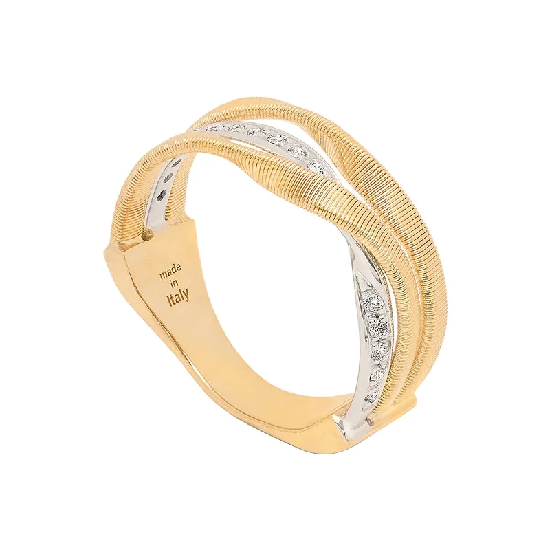 3-Band Coil Ring with Diamonds