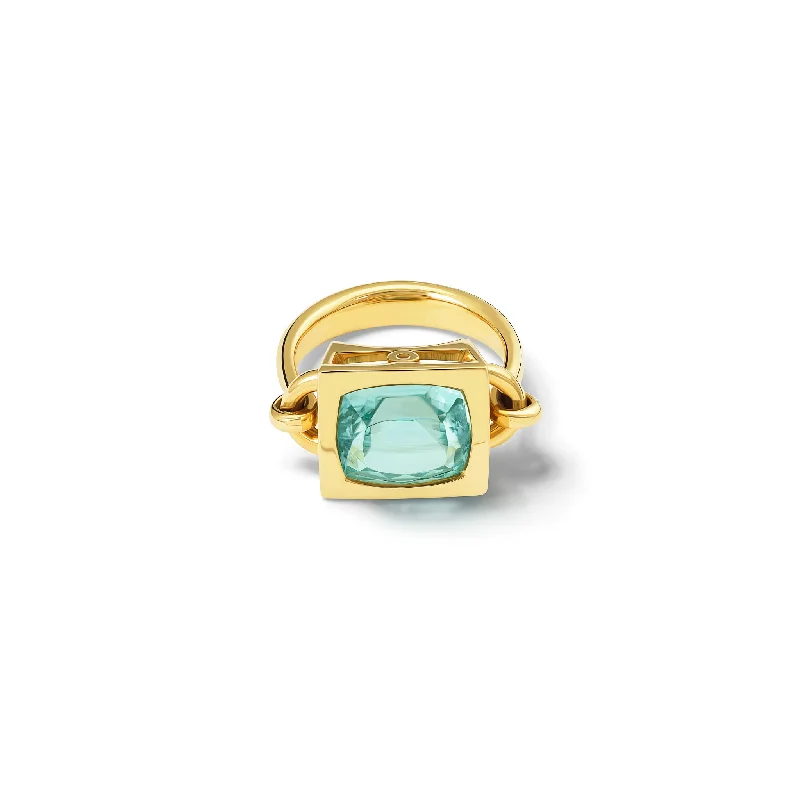 Baguette Large Ring 18ct Yellow Gold - Aquamarine