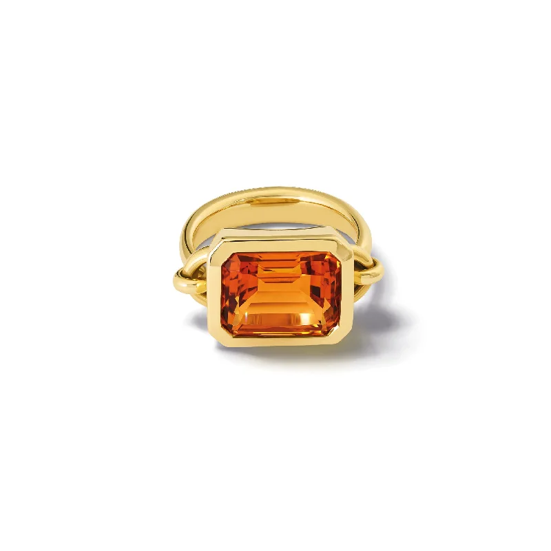 Baguette Extra Large Ring Yellow Gold - Citrine