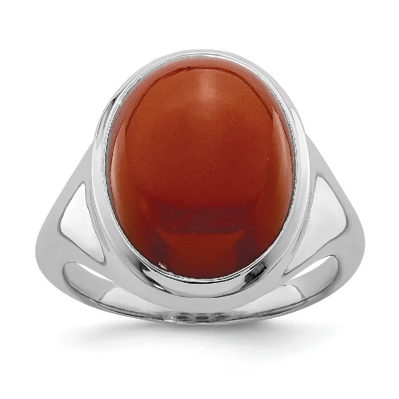 Curata 925 Sterling Silver Polished Open back Red Agate Ring