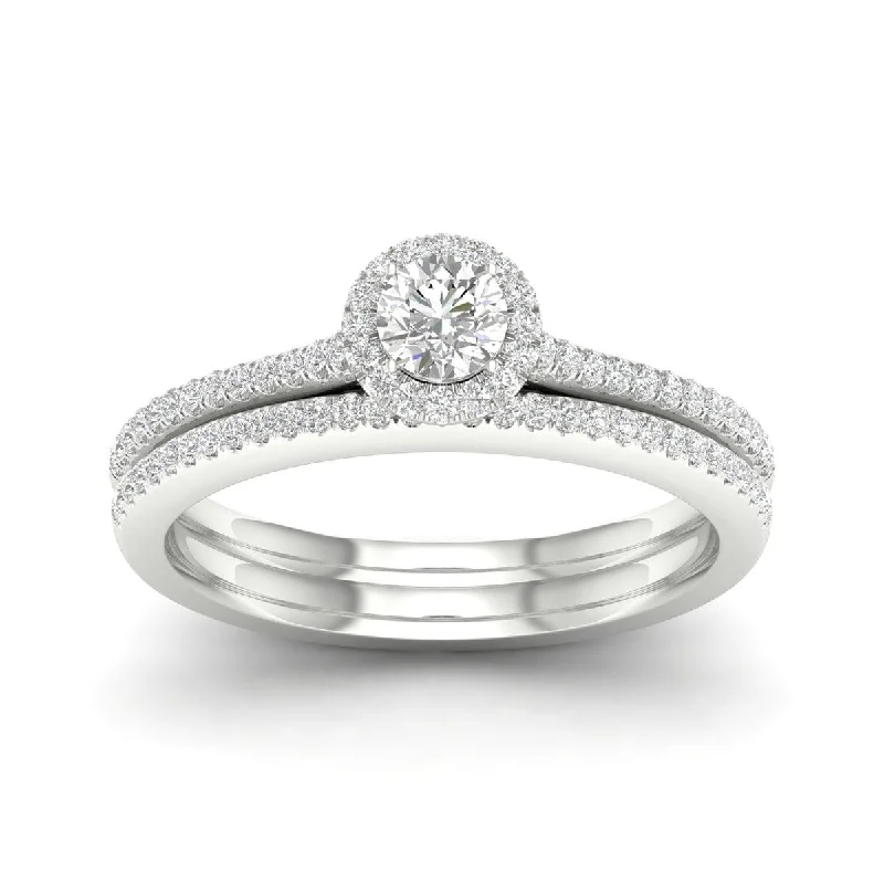 De Couer 10k Gold 3/8ct TDW Diamond Halo Bridal Ring