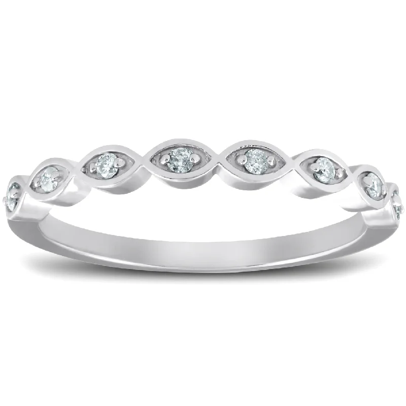 Diamond Wedding Ring Womens Stackable 10k White Gold Anniversary Band