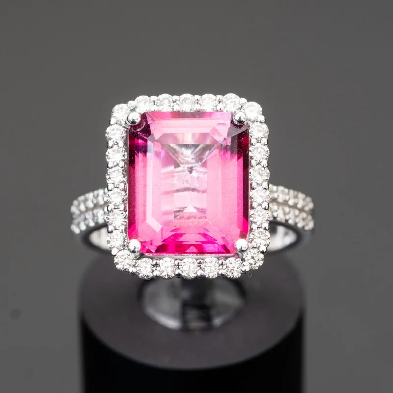 Dionne - 7.28 pink topaz ring with 0.85 carat diamonds