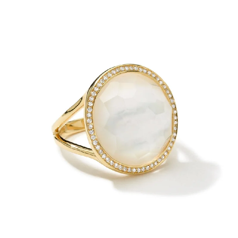 Mother of Pearl/Clear Quartz & Diamond Icon Lollipop Medium Ring