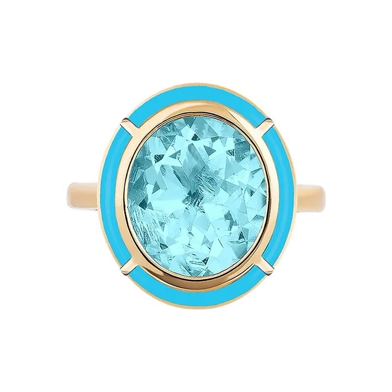 Blue Topaz and Turquoise Oval Ring