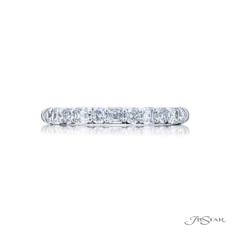 Lady's White Platinum Wedding Band With Diamonds