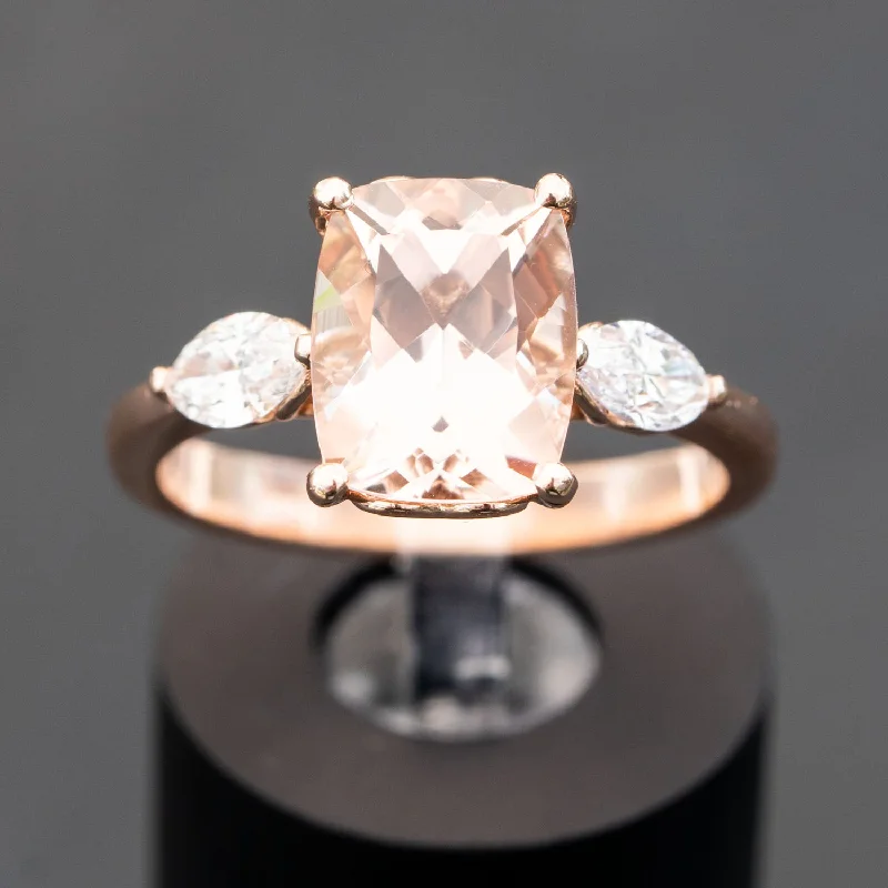 Layla - 2.80 carat natural morganite ring with 0.52 carat natural diamonds