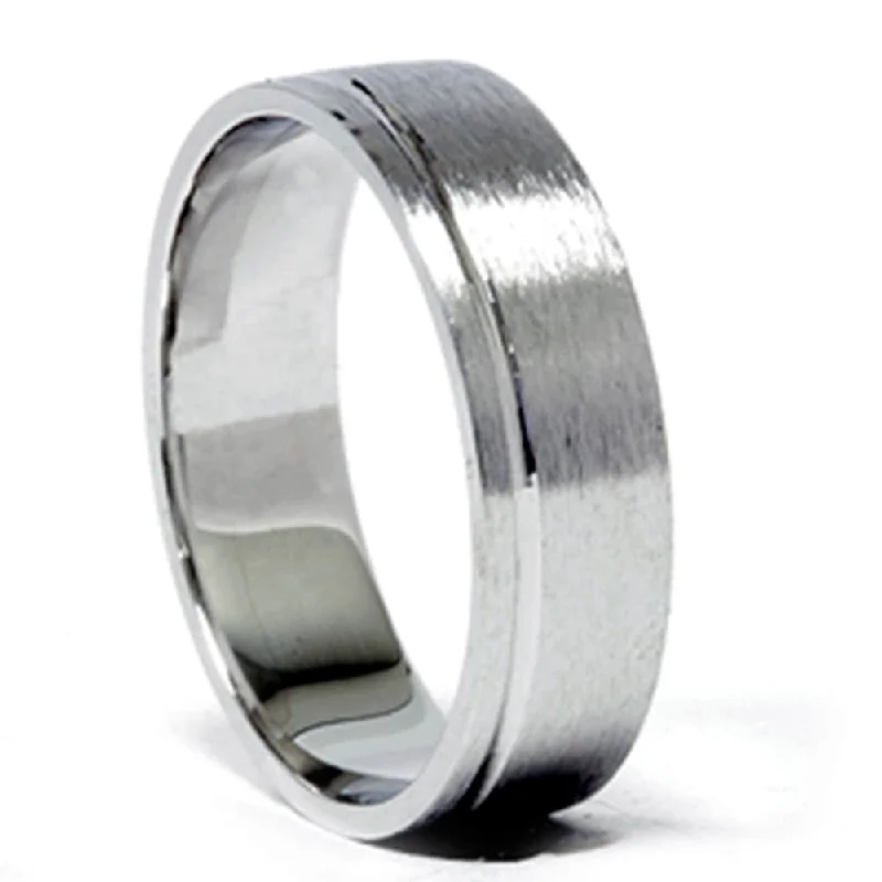 Mens 6mm Comfort Fit Wedding Band Ring 14K White Gold