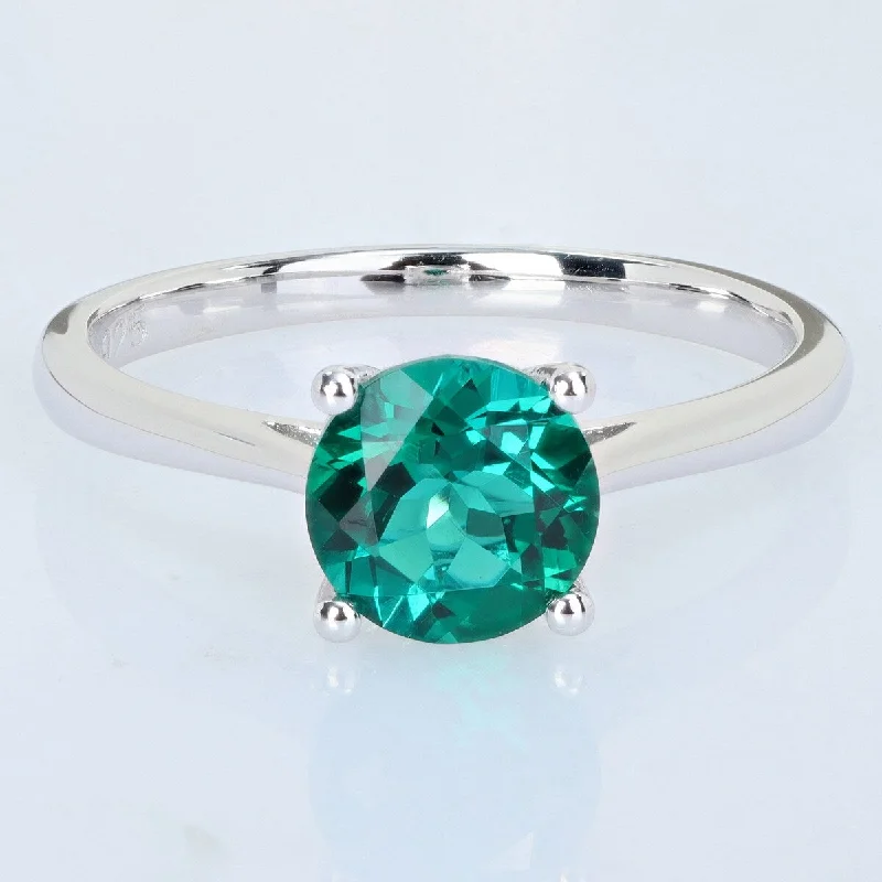 Miadora 1 1/7ct TGW Created Emerald Solitaire Ring Sterling Silver