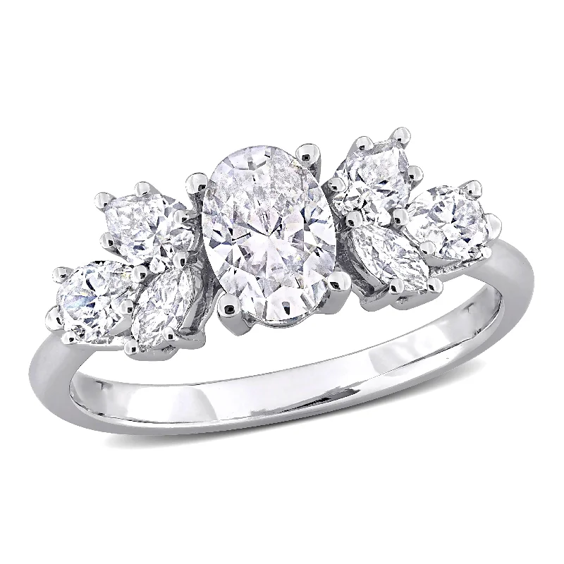 Miadora 2ct DEW Created Moissanite Engagement Ring in 10k White Gold