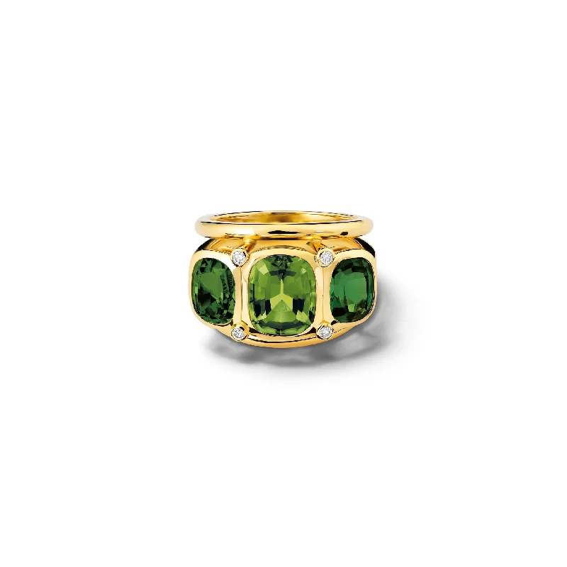 Ozymandias Ring 18ct Yellow Gold - Green Tourmaline & Diamond