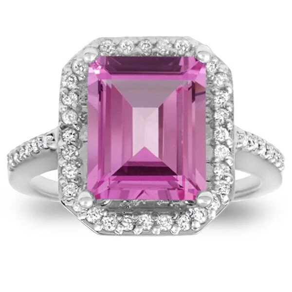 Pompeii3 14k White Gold 1/2ct TDW Diamond and Pink Topaz Vintage Halo Engagement Ring (I-J, I2-I3)