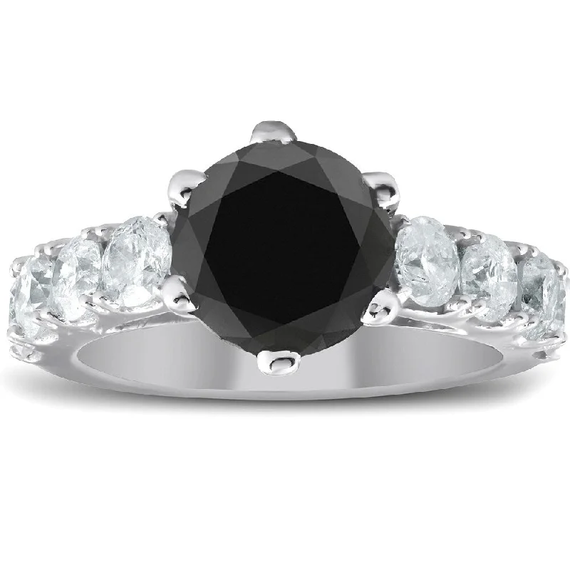 Pompeii3 14k White Gold 4 1/2 ct TDW Black & White Diamond Engagement Ring