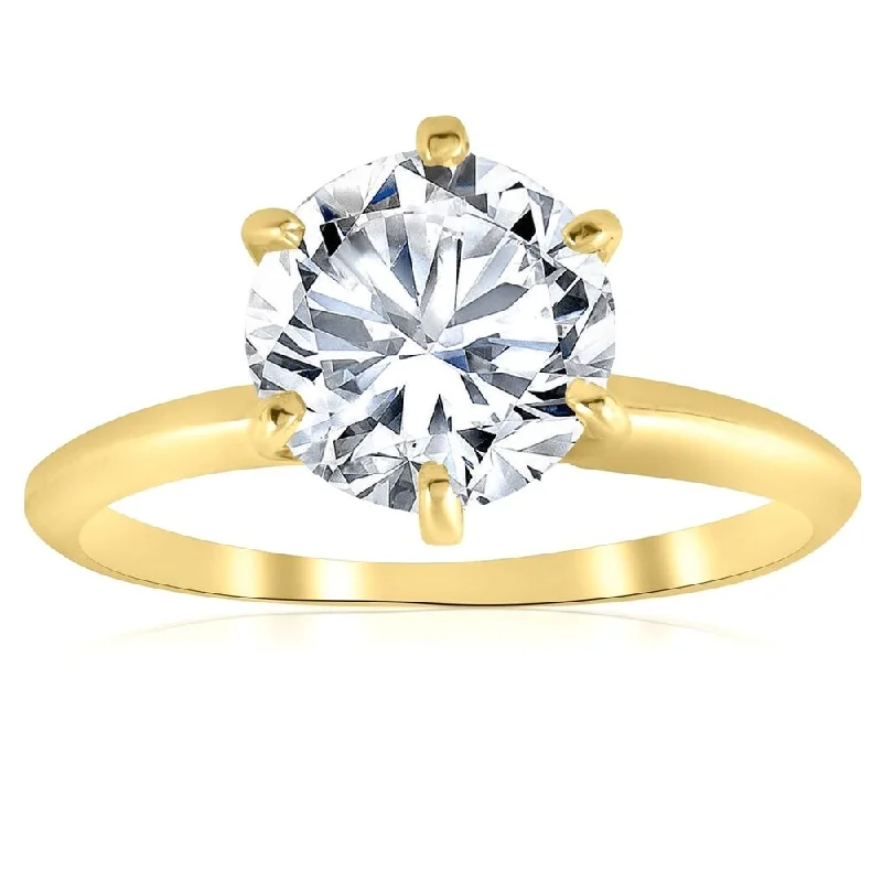 Pompeii3 14k Yellow Gold 2 Ct Moissanite Solitaire Engagement Ring