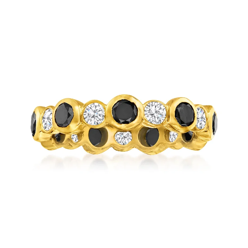 Ross-Simons Black and White Diamond Eternity Band in 14kt Yellow Gold