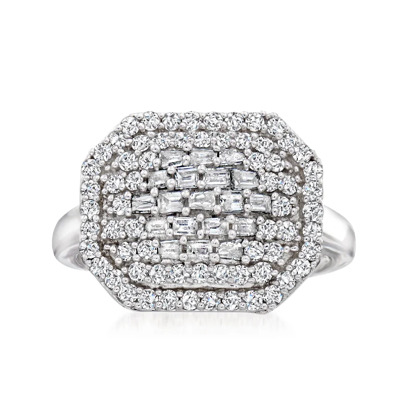 Ross-Simons Diamond Octagon Ring in Sterling Silver