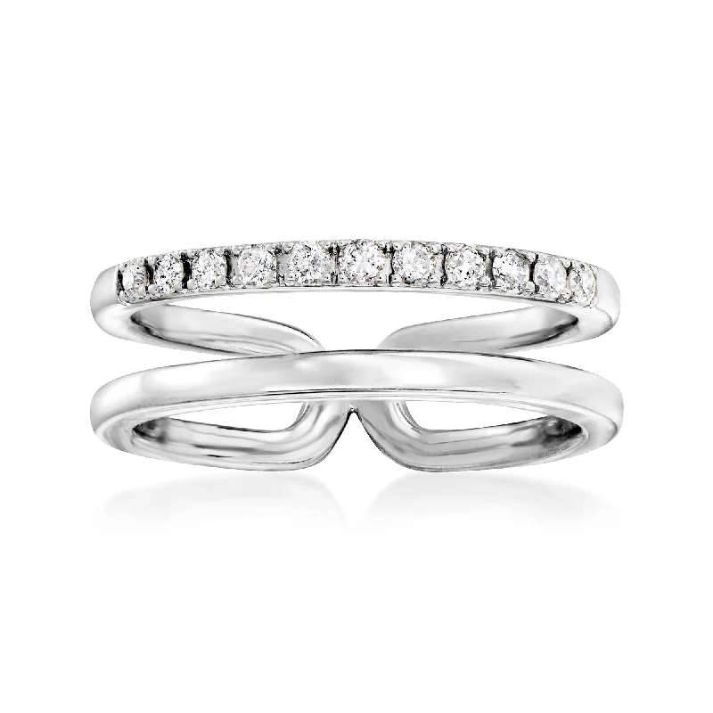 Ross-Simons Diamond Open-Space Double-Band Ring in Sterling Silver