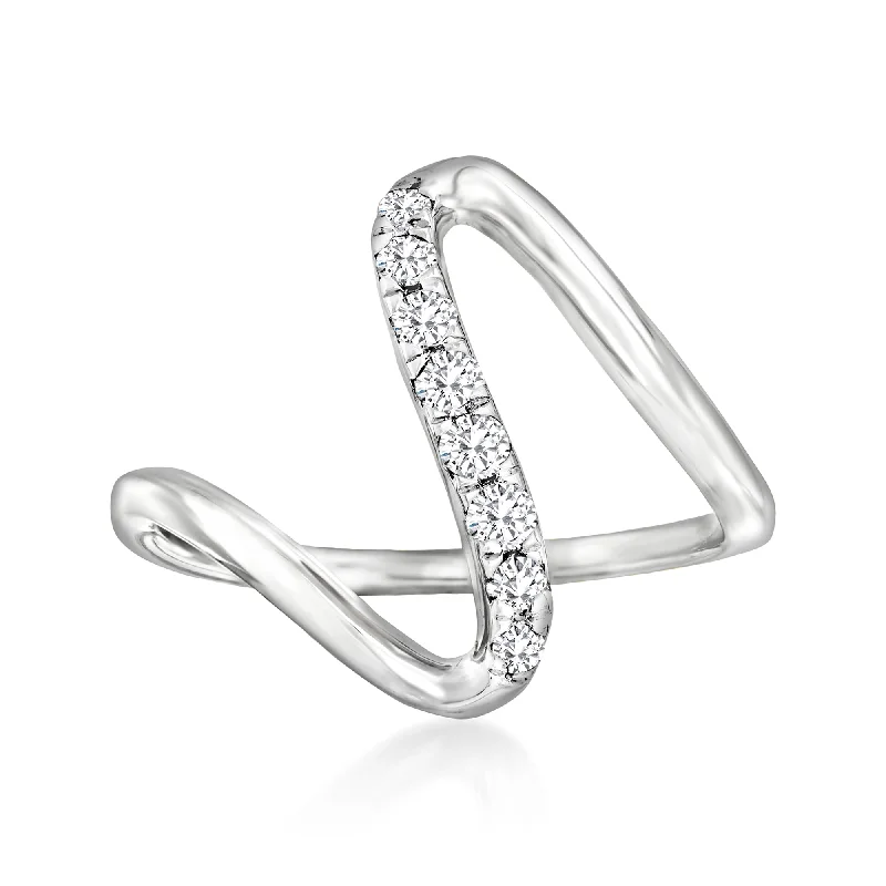 Ross-Simons Diamond Wave Ring in Sterling Silver