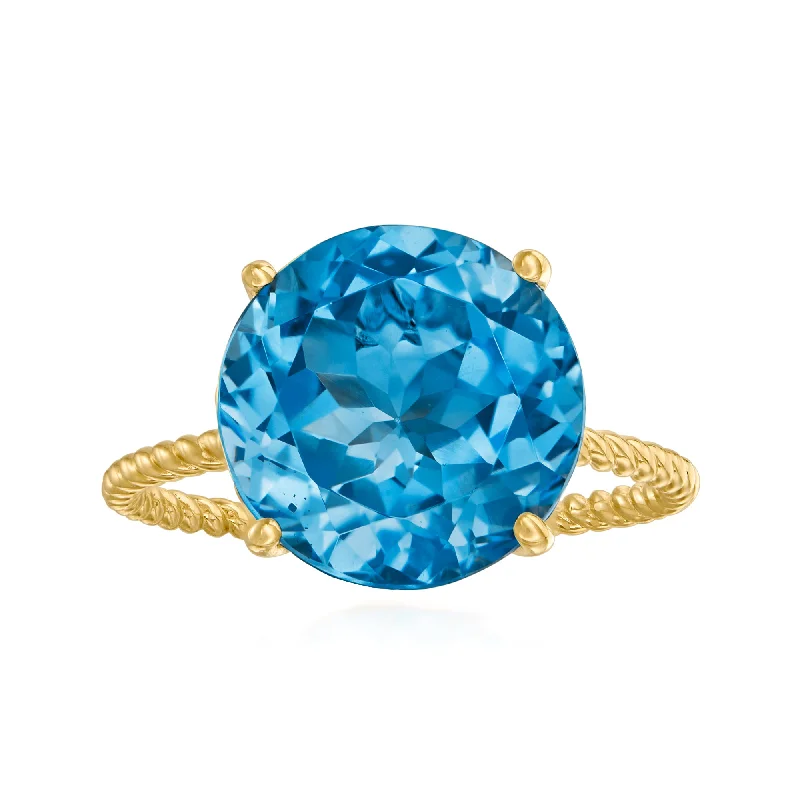 Ross-Simons London Blue Topaz Ring in 14kt Yellow Gold