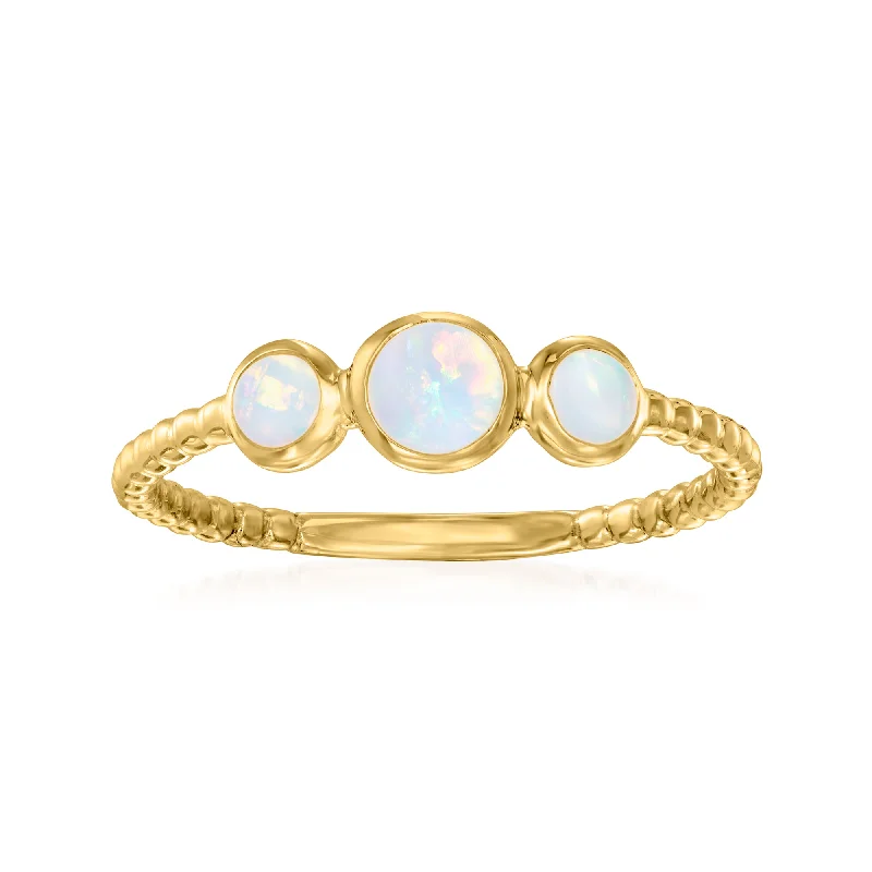 Ross-Simons Opal 3-Stone Ring in 14kt Yellow Gold