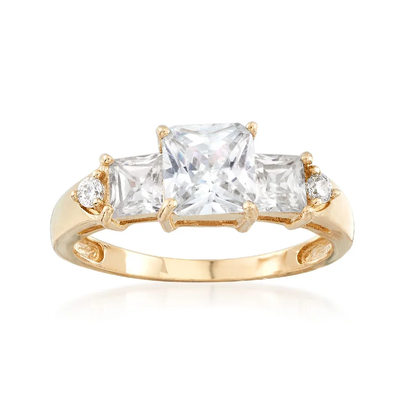 Ross-Simons Princess-Cut and Round CZ Ring in 14kt Yellow Gold