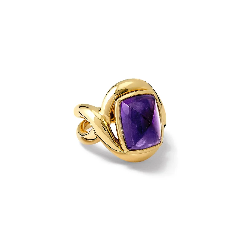 Severine Medium Ring 18ct Yellow Gold - Cabochon Amethyst