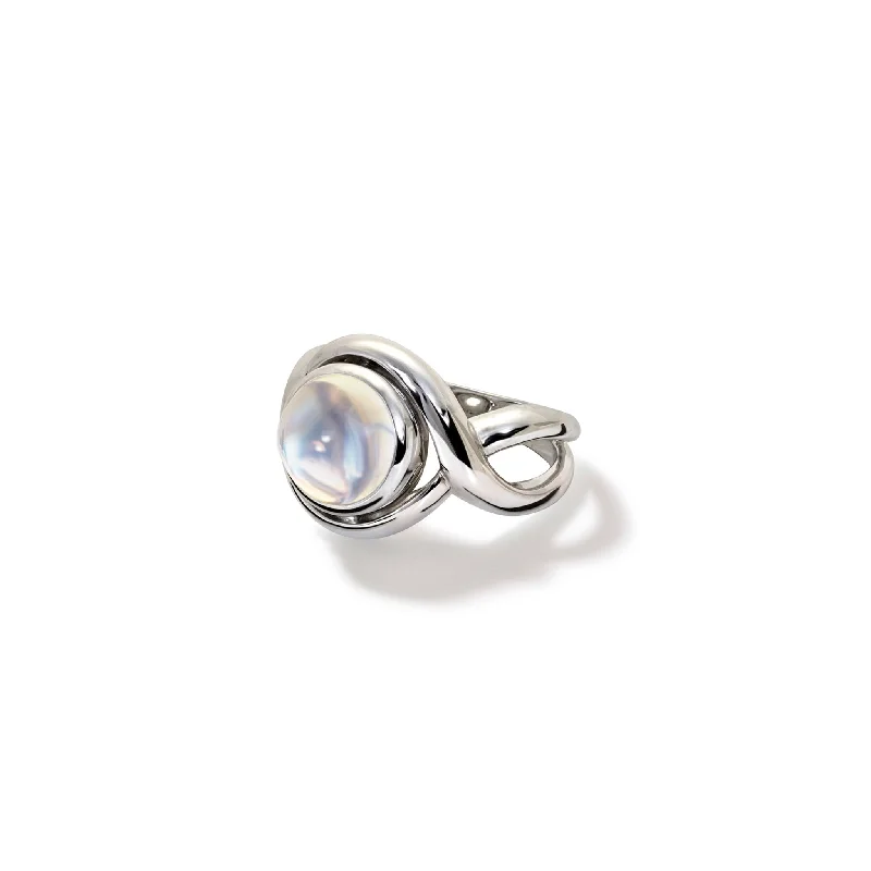 Severine Small Ring White Gold - Cabochon Moonstone