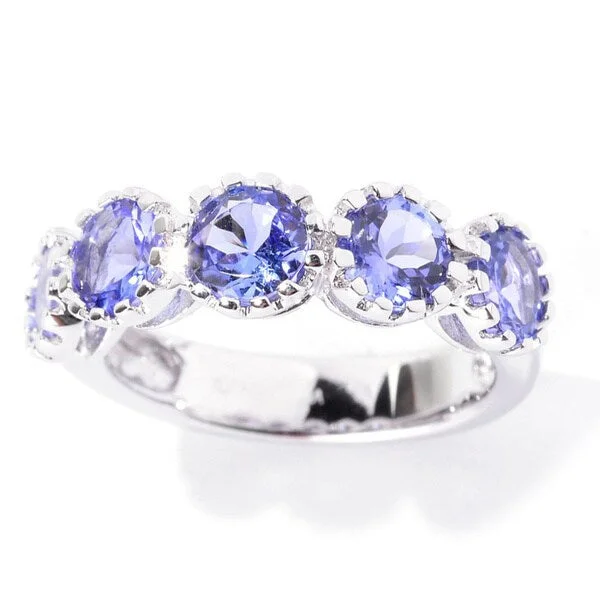 Sterling Silver Round Tanzanite 5-stone High Polish Ring