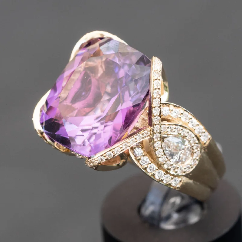 Valerie - 12.00 carat natural Amethyst ring with 1.25 carat natural diamonds