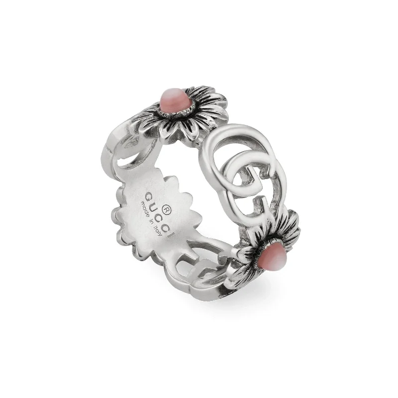 Double G Flower Ring with Pink Mother of Pearl