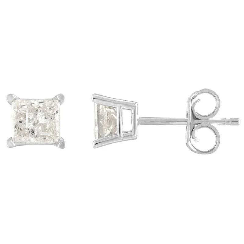 10K Princess Cut Diamond Solitaire Stud Earring White gold (1/5cttw H-I Color, I2 Clarity)