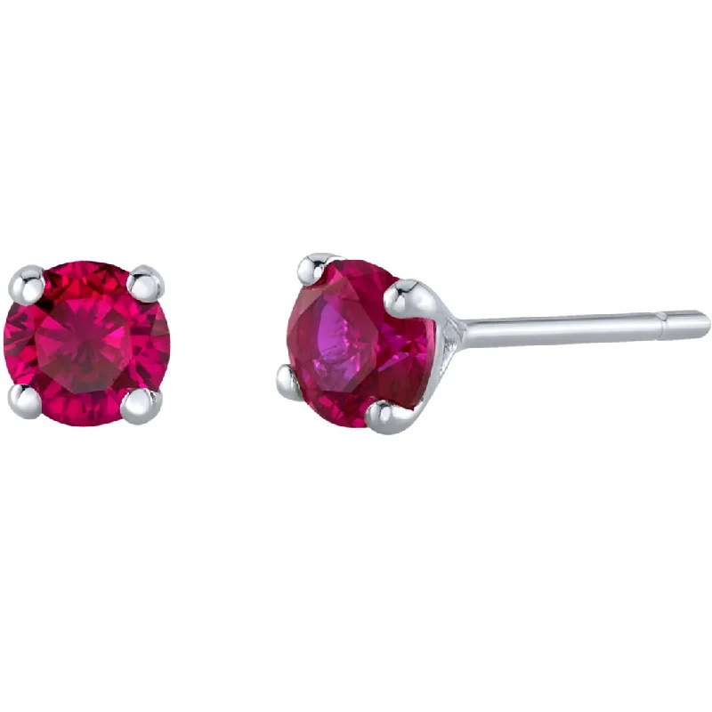 14k Gold 4mm Round Ruby Solitaire Stud Earrings