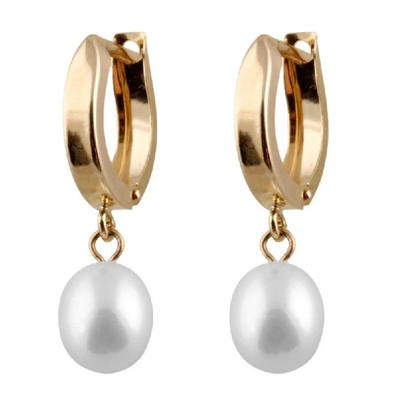 14k Gold Freshwater Pearl Round Stud Earrings (6-7mm)