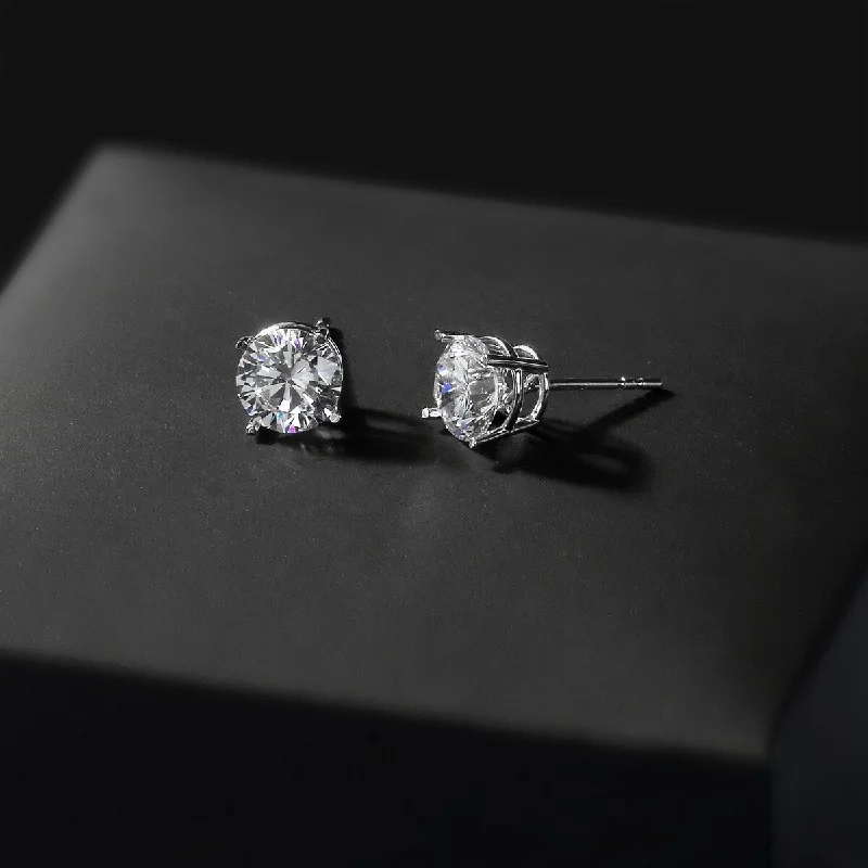 14k White Gold 2ct TDW Round Diamond Solitaire Stud Earring by De Couer