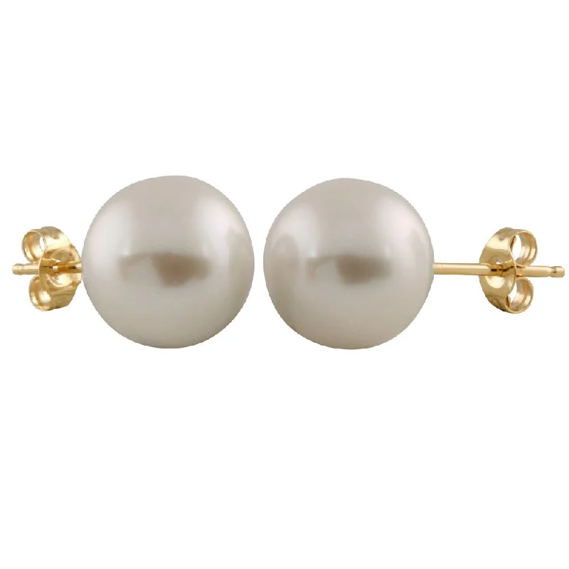 14k Yellow Gold Freshwater AAA Pearl Stud Earrings (9-10mm)