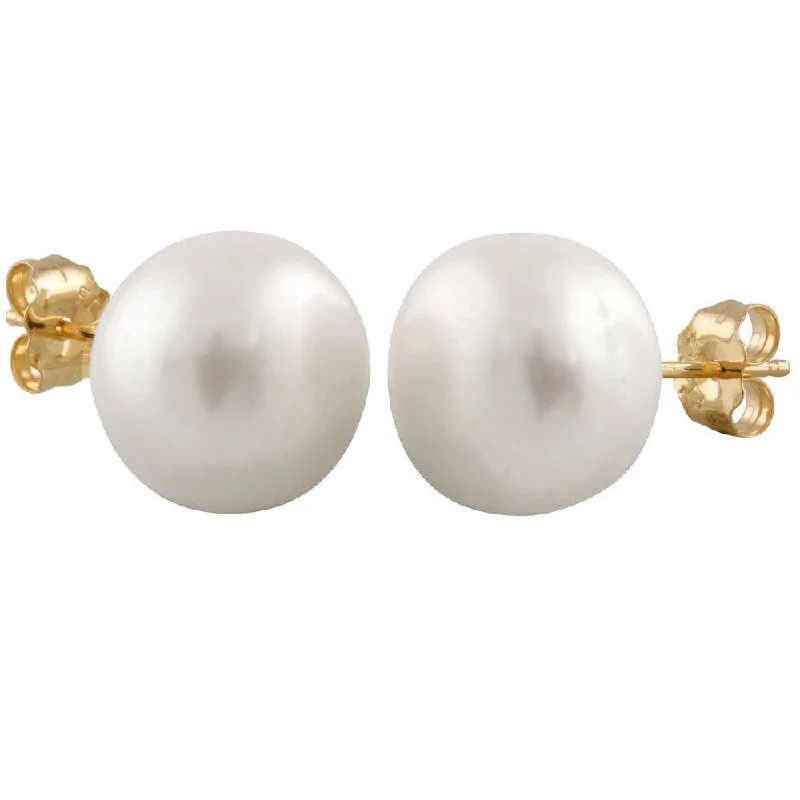 14k Yellow Gold Freshwater Pearl Stud Earrings (9mm)