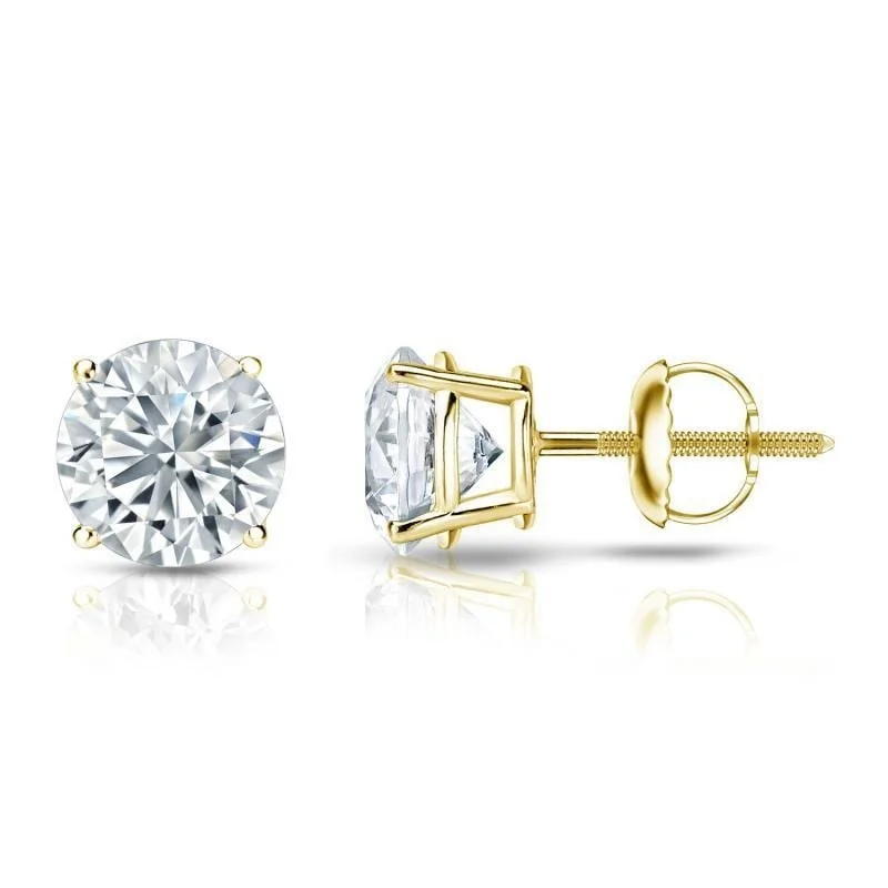 18k Gold Round 1ct TDW GIA Certified Diamond Stud Earrings by Auriya