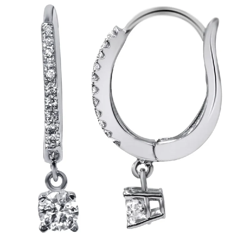 18k White Gold 11/20ct TDW Pave Hood Dangle Lever Back Diamond Earrings (F-G, VVS1-VVS2)