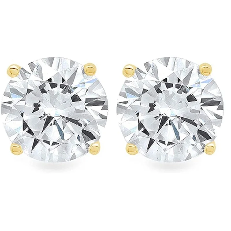 2 1/2 Ct TW (7mm) Round Moissanite Studs 14k Yellow Gold