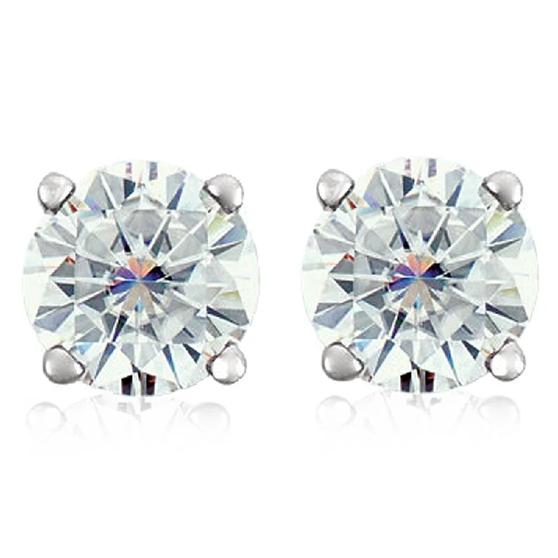 2 Ct Platinum Moissanite Screw Back Studs 6mm