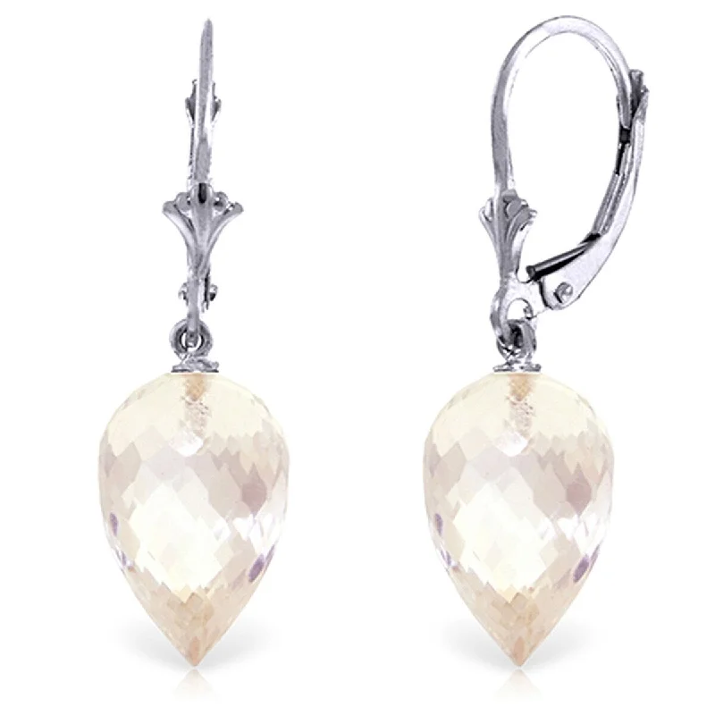 24.5 Carat 14K Solid Gold Pointy Briolette Drop White Topaz Earrings