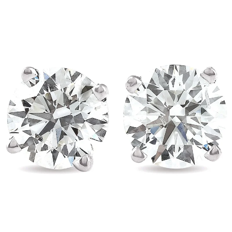 3 1/2 Ct TW Round Moissanite Studs 14k White Gold