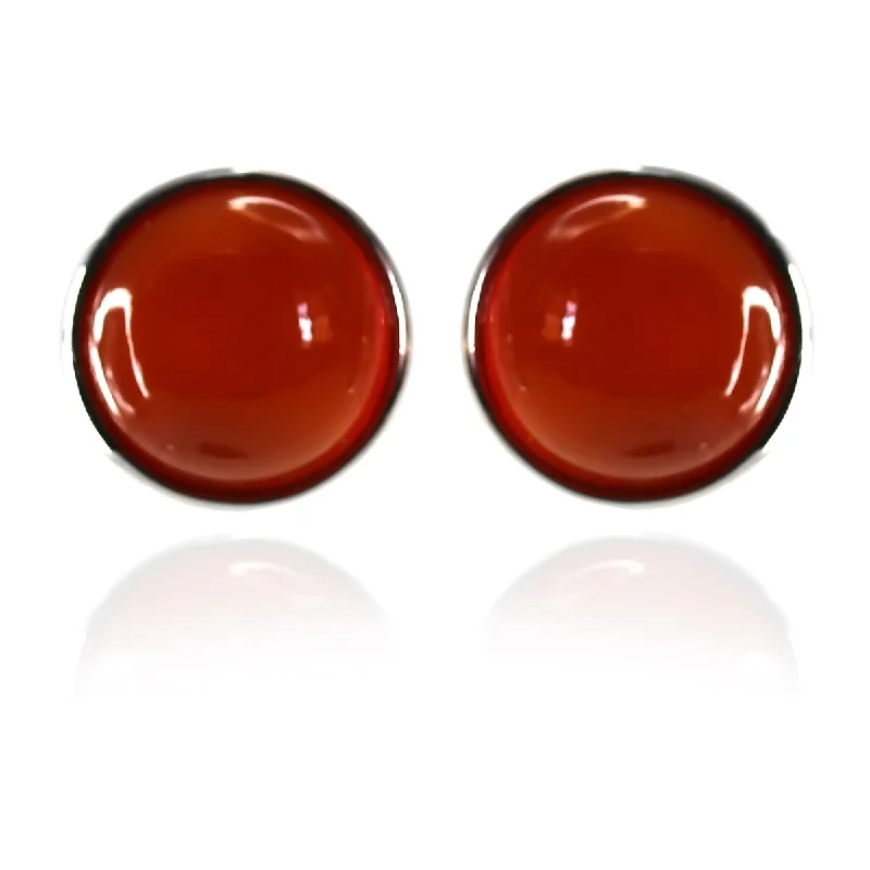 925 Sterling Silver Carnelian Stud Earrings