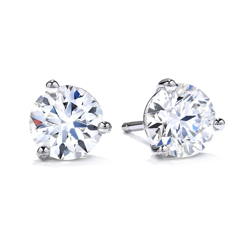 Hearts On Fire 2.0CTW Diamond Three-Prong Stud Earrings in 18K White Gold