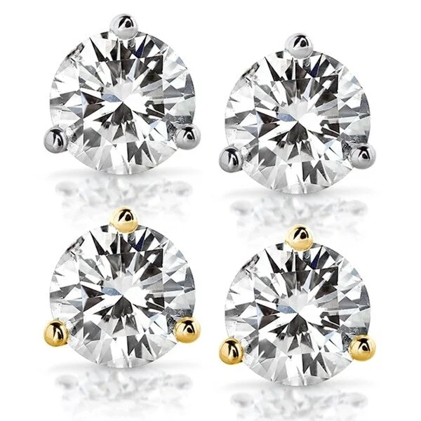 Annello by Kobelli 14k Gold 2ct TGW Round Brilliant Moissanite Stud Earrings