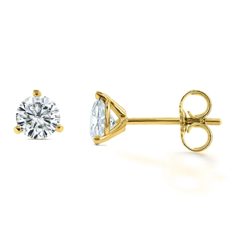 Annello by Kobelli 14k Gold Round Brilliant Moissanite Stud Earrings